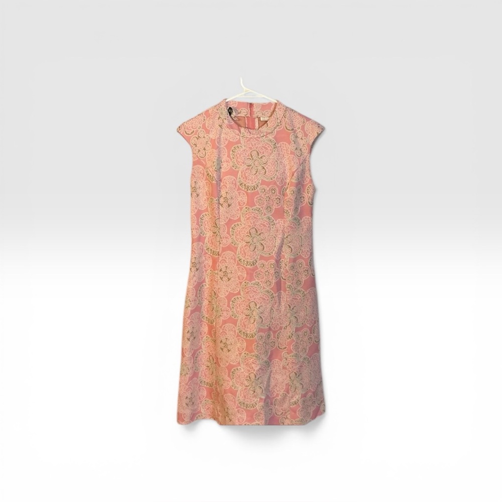 Vintage 60s Mod Pink Floral Shift Dress Retro Cottagecore Small